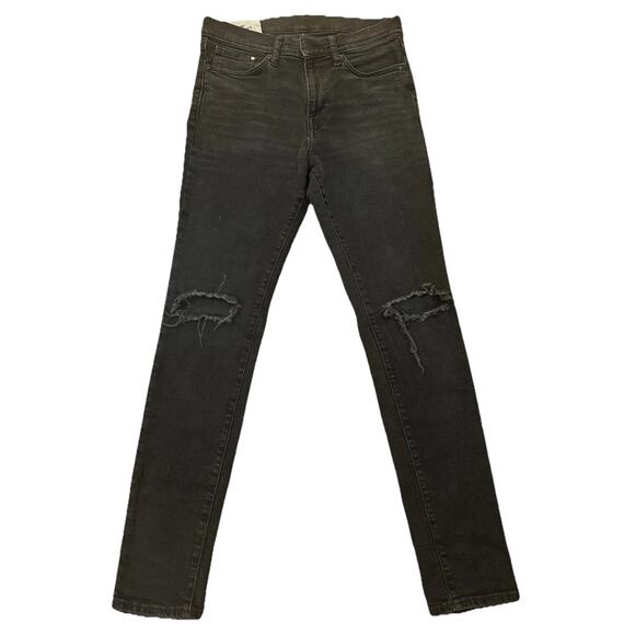 Skinny Coupe Moulante Jeans Womens Black 29/32 Denim H&M Distressed - Picture 1 of 13